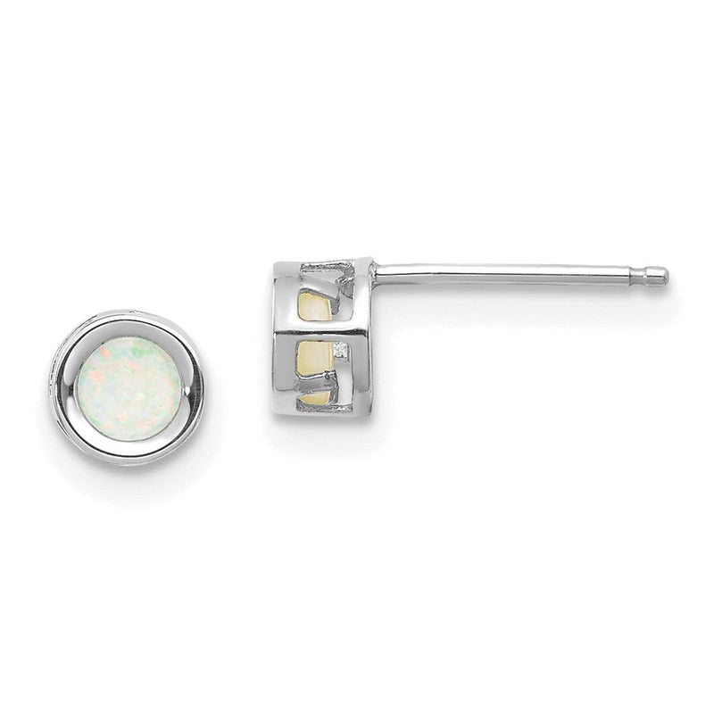 14K Weißgold 4mm Oval Zargenfassung October/opal Ohrstecker