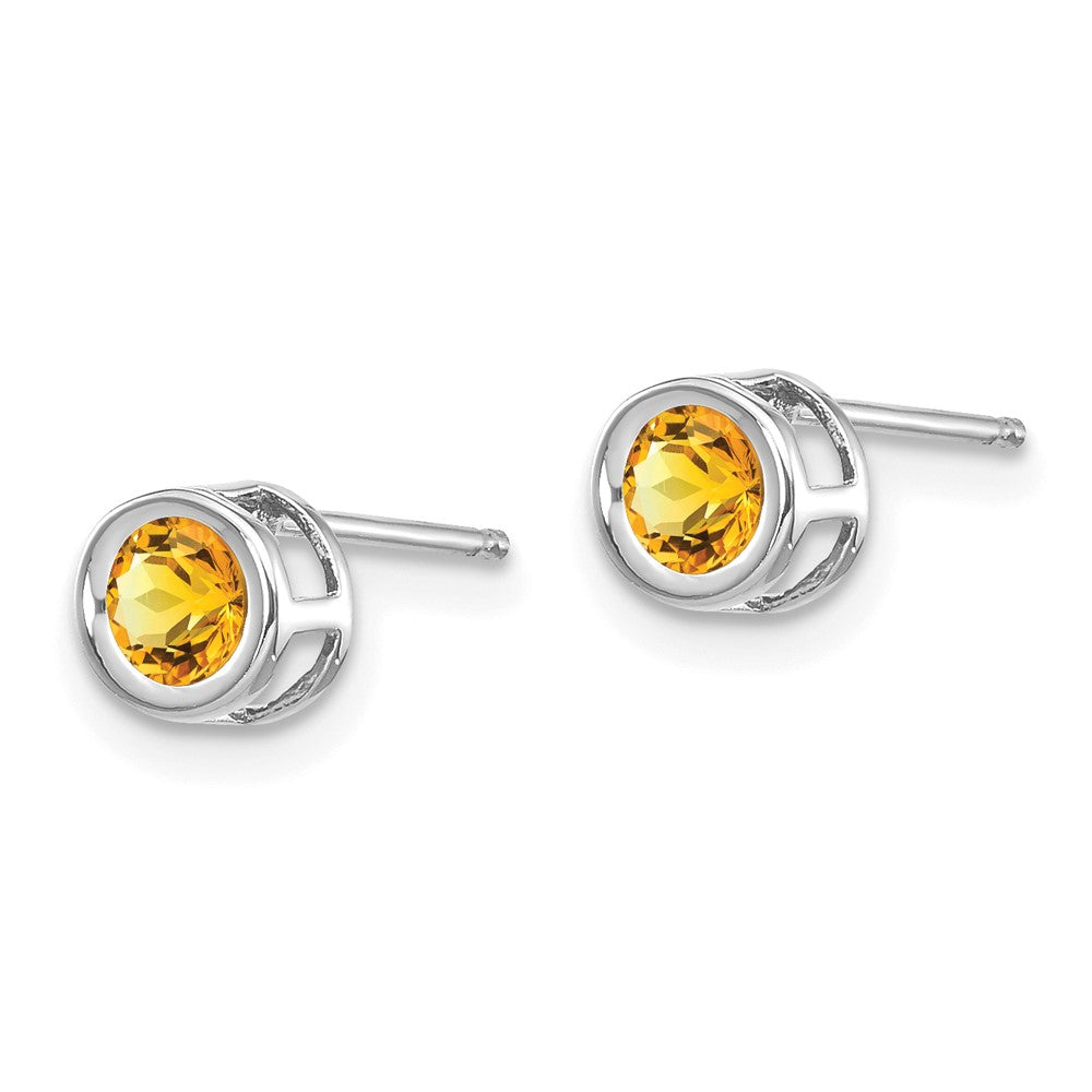14K Weißgold November 4mm Citrin Ohrringe