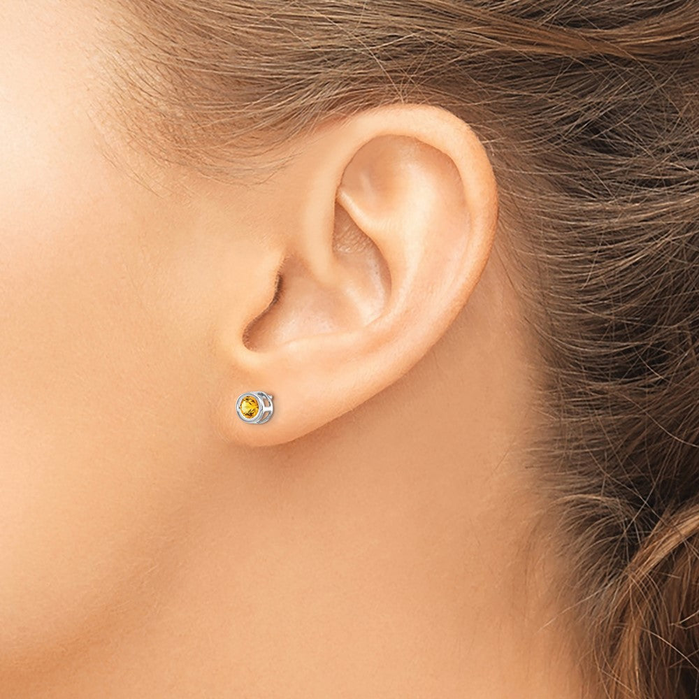 14K Weißgold November 4mm Citrin Ohrringe