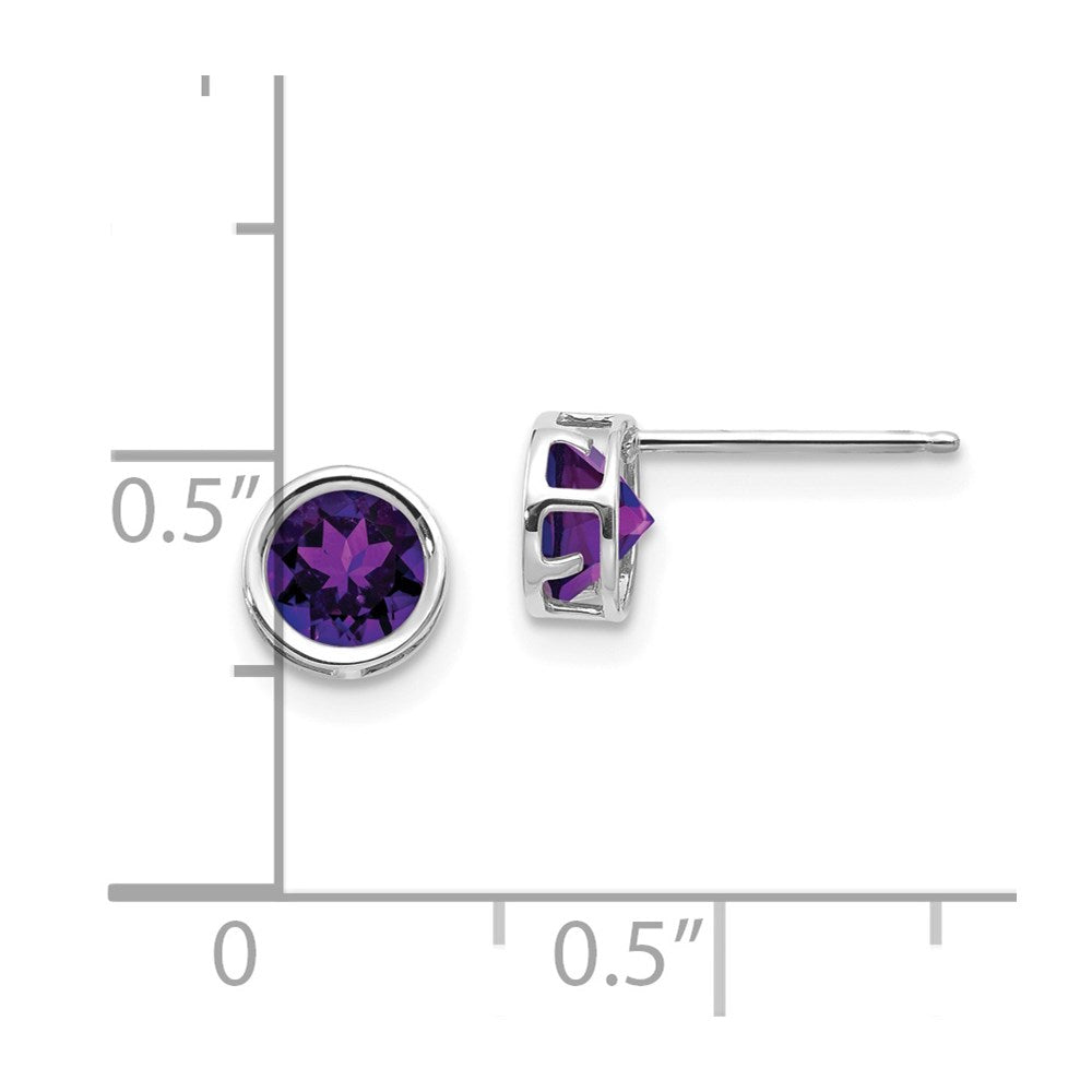 14K Weißgold 5mm Zargenfassung Amethyst Ohrstecker