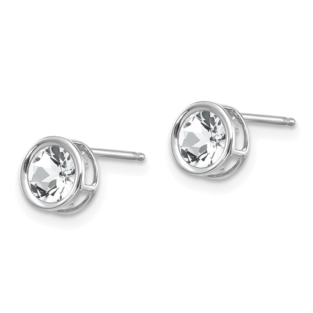 14K Weißgold 5mm Zargenfassung Topas Ohrstecker