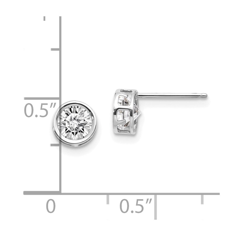 14K Weißgold 5mm Zargenfassung Topas Ohrstecker