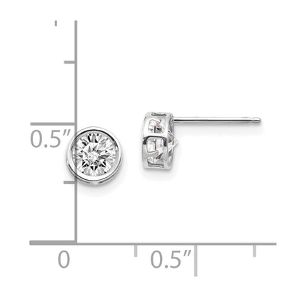14K Weißgold 5mm Zargenfassung Topas Ohrstecker