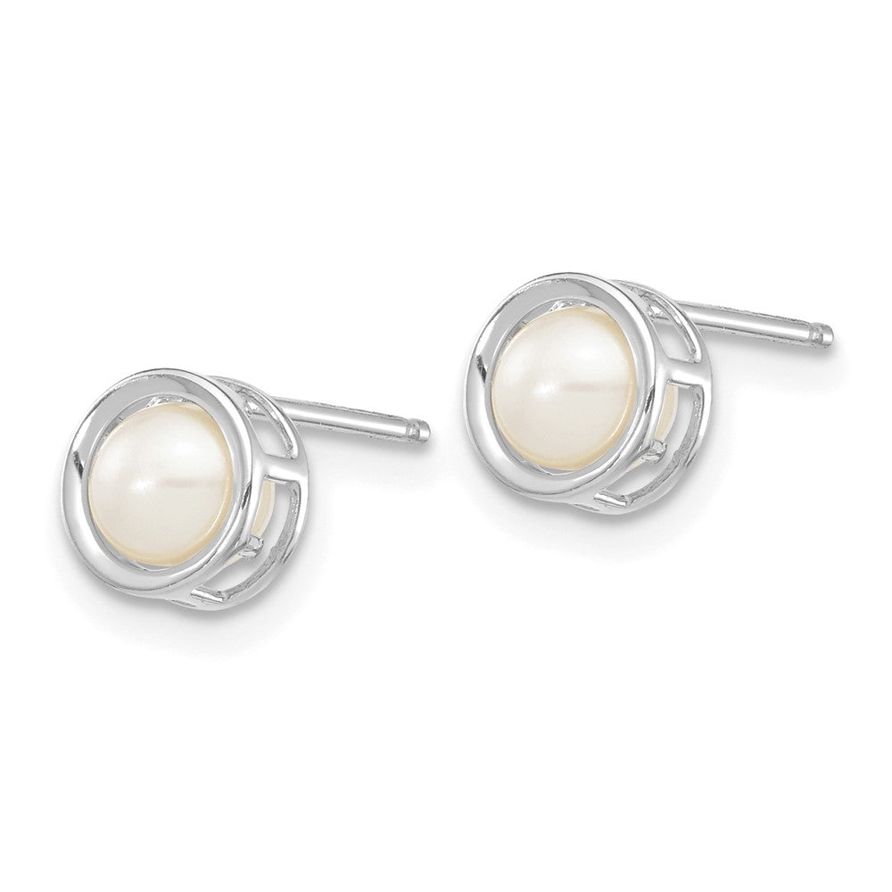 14K Weißgold 5mm Zargenfassung Fw Zuchtperle Ohrstecker