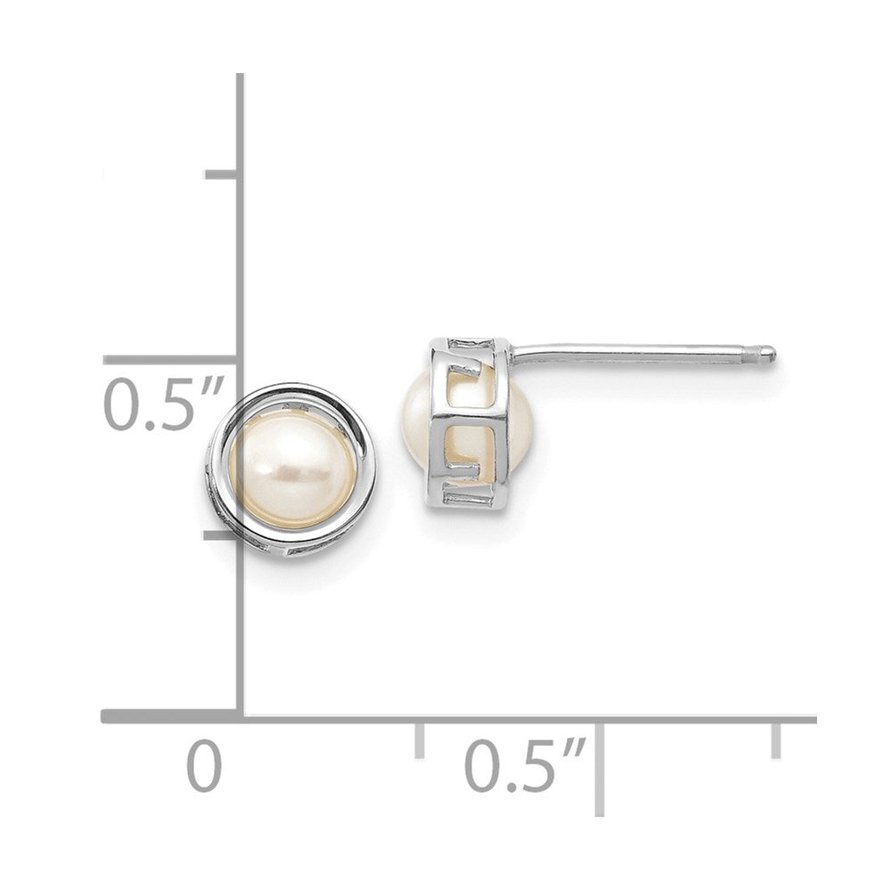 14K Weißgold 5mm Zargenfassung Fw Zuchtperle Ohrstecker