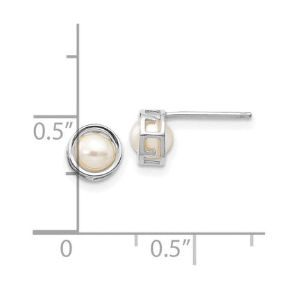 14K Weißgold 5mm Zargenfassung Fw Zuchtperle Ohrstecker