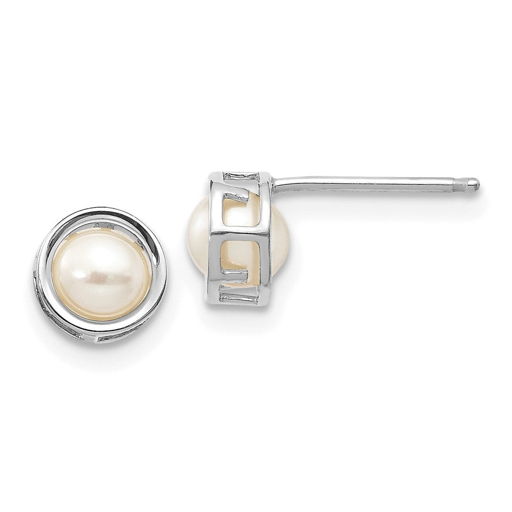 14K Weißgold 5mm Zargenfassung Fw Zuchtperle Ohrstecker
