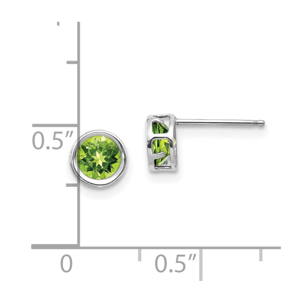 14K Weißgold 5mm Zargenfassung Peridot Ohrstecker