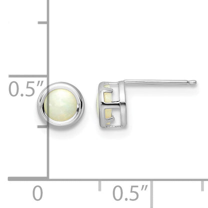 14K Weißgold 5mm Zargenfassung Opal Ohrstecker