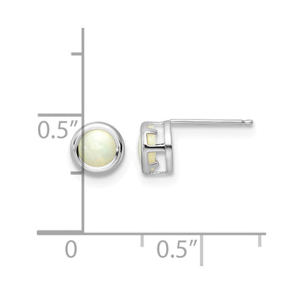 14K Weißgold 5mm Zargenfassung Opal Ohrstecker