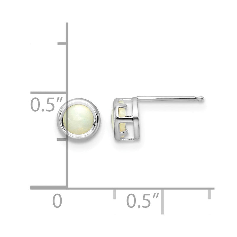 14K Weißgold 5mm Zargenfassung Opal Ohrstecker