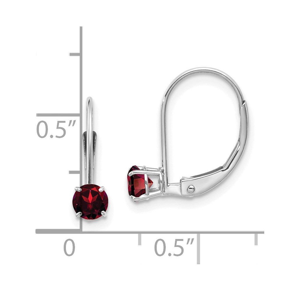 14K Weißgold 4mm Granat/january Ohrringe