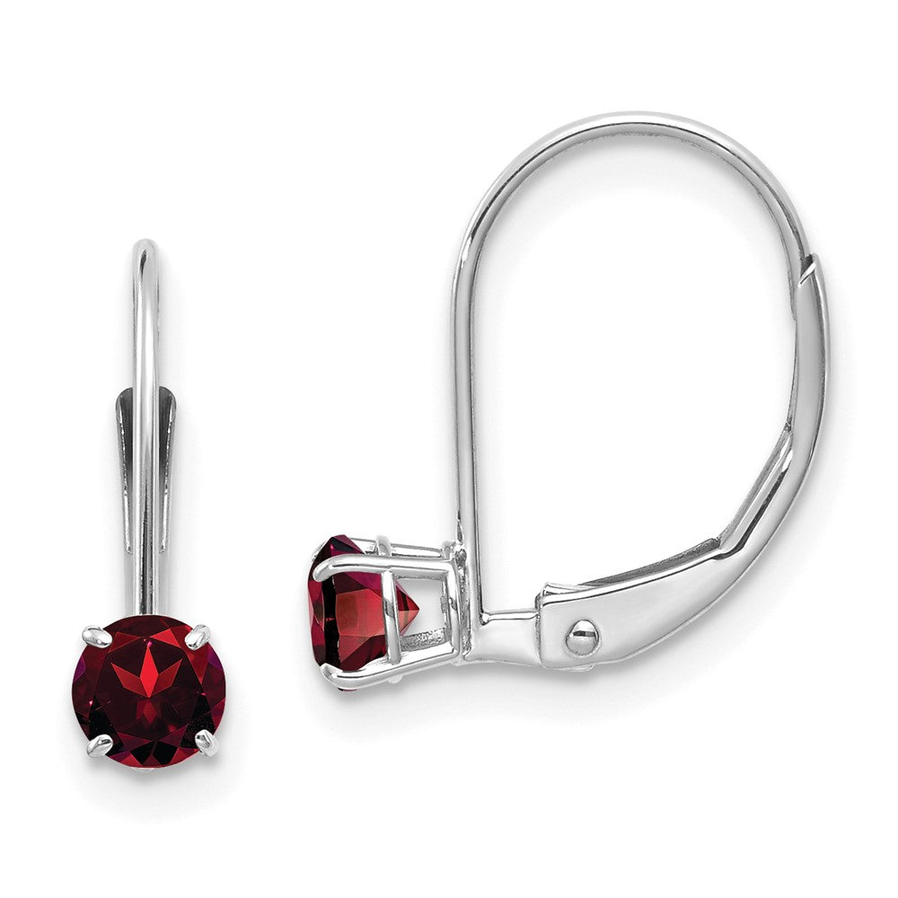 14K Weißgold 4mm Granat/january Ohrringe