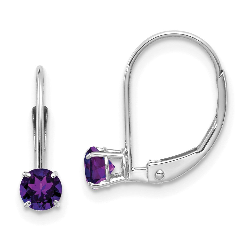 14K Weißgold 4mm Amethyst/february Ohrringe