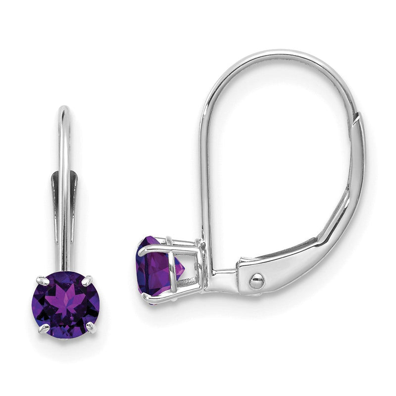 14K Weißgold 4mm Amethyst/february Ohrringe