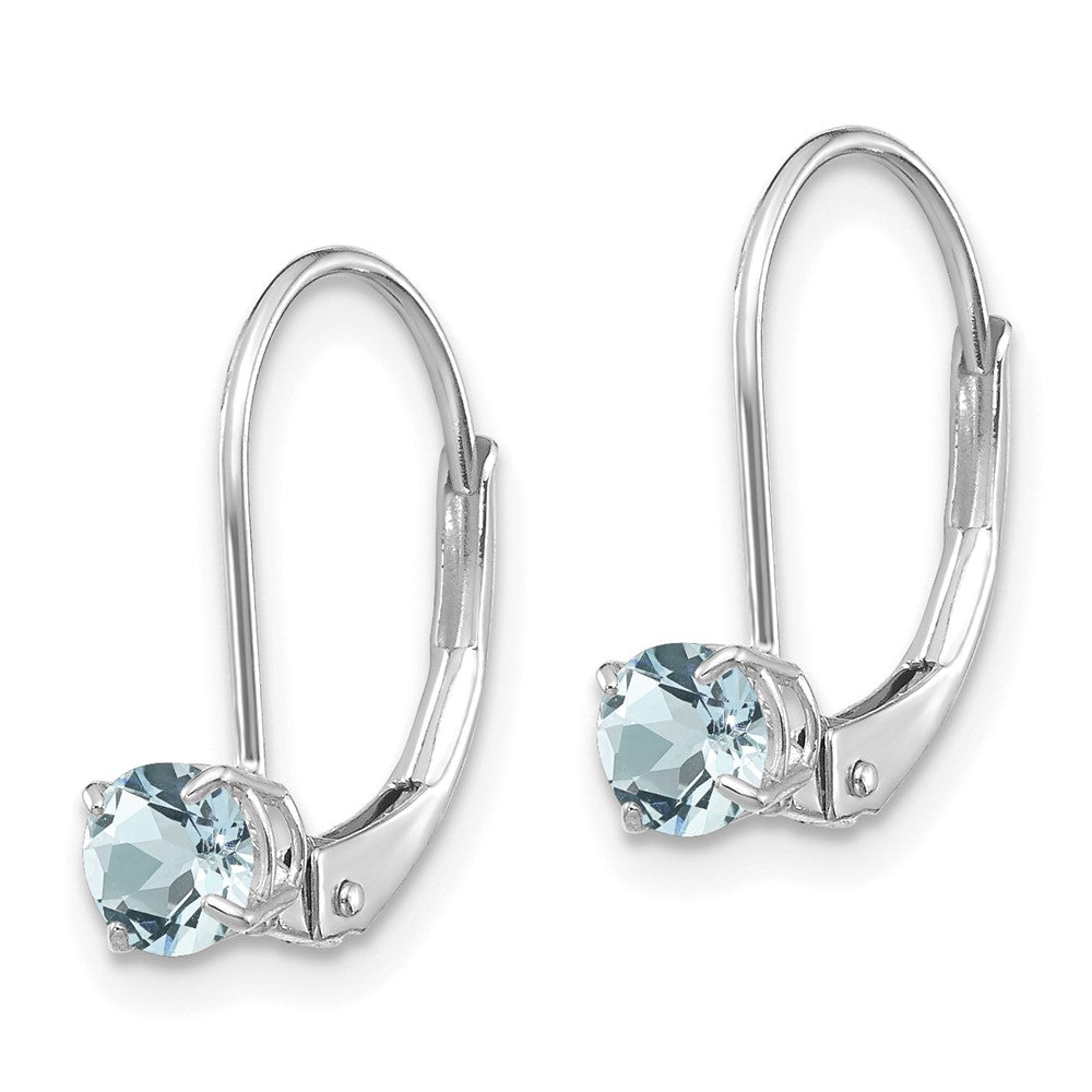 14K Weißgold 4mm Aquamarin/march Ohrringe