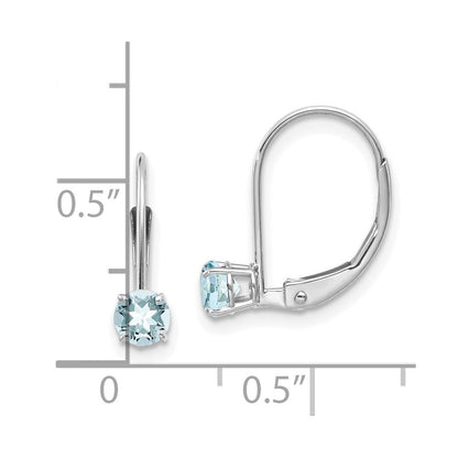 14K Weißgold 4mm Aquamarin/march Ohrringe