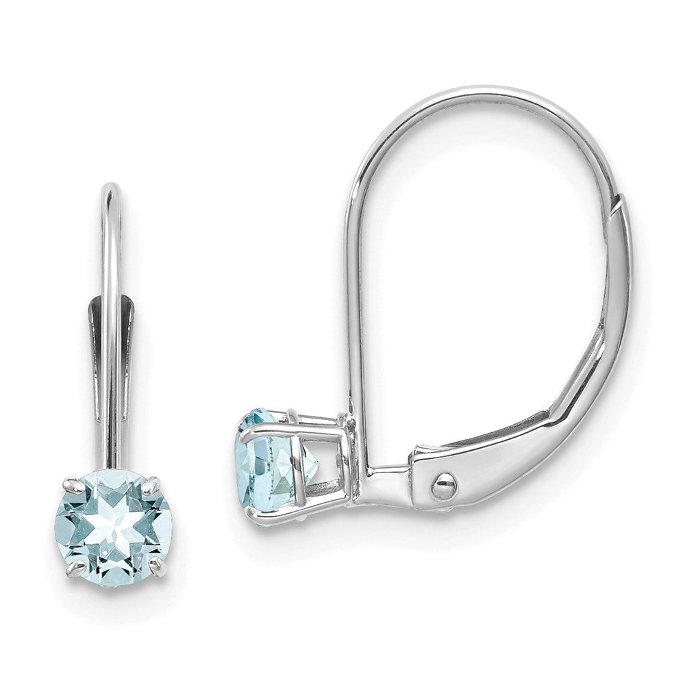 14K Weißgold 4mm Aquamarin/march Ohrringe
