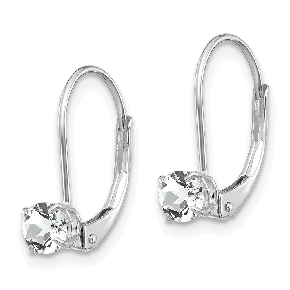 14K Weißgold 4mm Topas/april Ohrringe