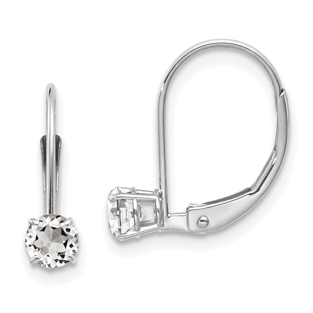14K Weißgold 4mm Topas/april Ohrringe