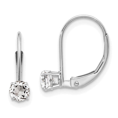 14K Weißgold 4mm Topas/april Ohrringe
