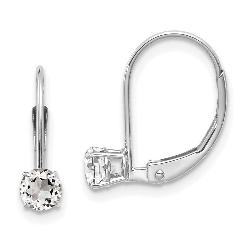 14K Weißgold 4mm Topas/april Ohrringe