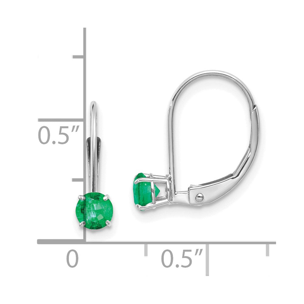 14K Weißgold 4mm Rund May/emerald Ohrhänger mit Brisur
