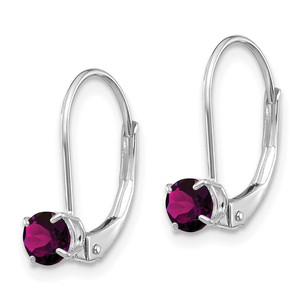14K Weißgold Wg 4mm Rund June/rhodolite Ohrhänger mit Brisur