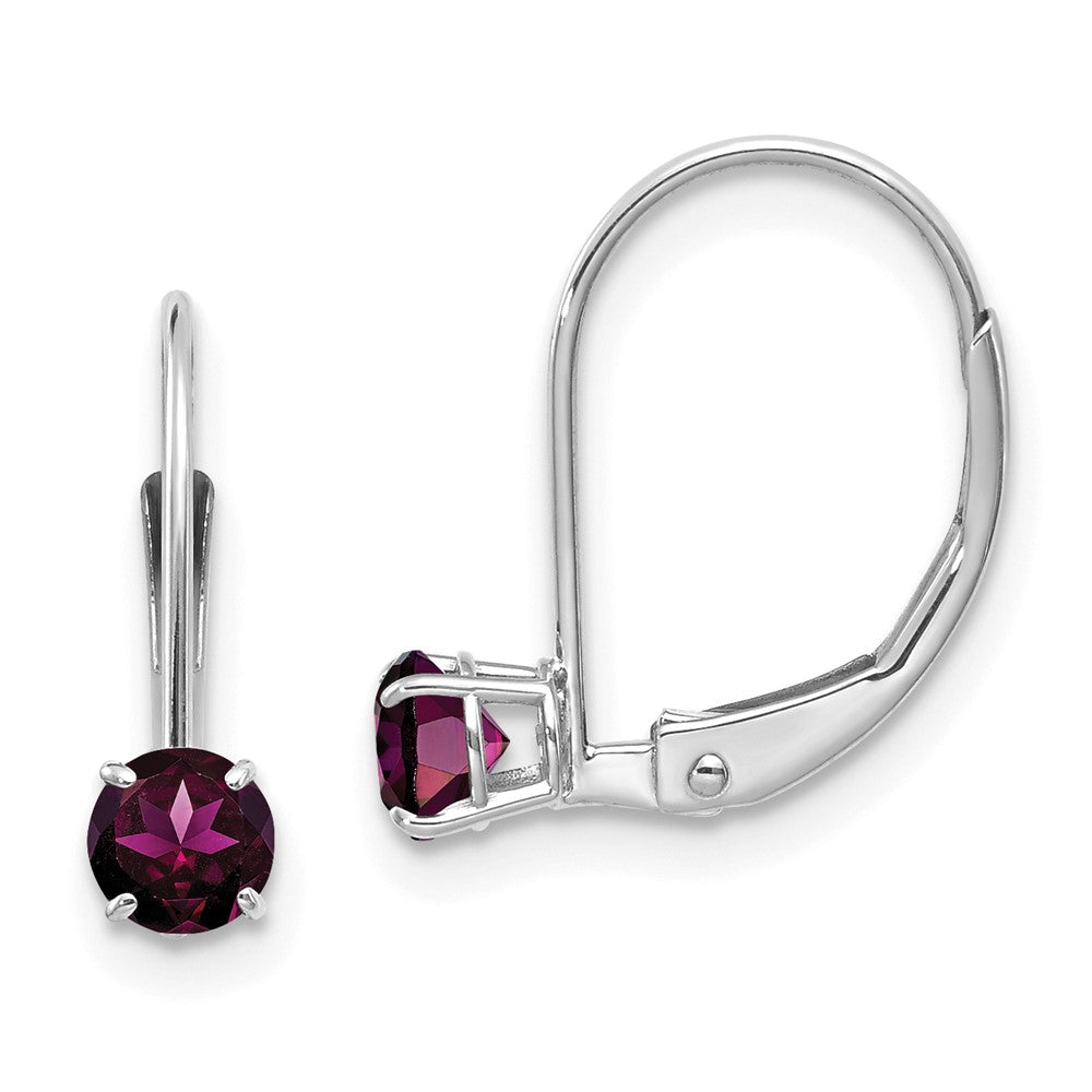 14K Weißgold Wg 4mm Rund June/rhodolite Ohrhänger mit Brisur