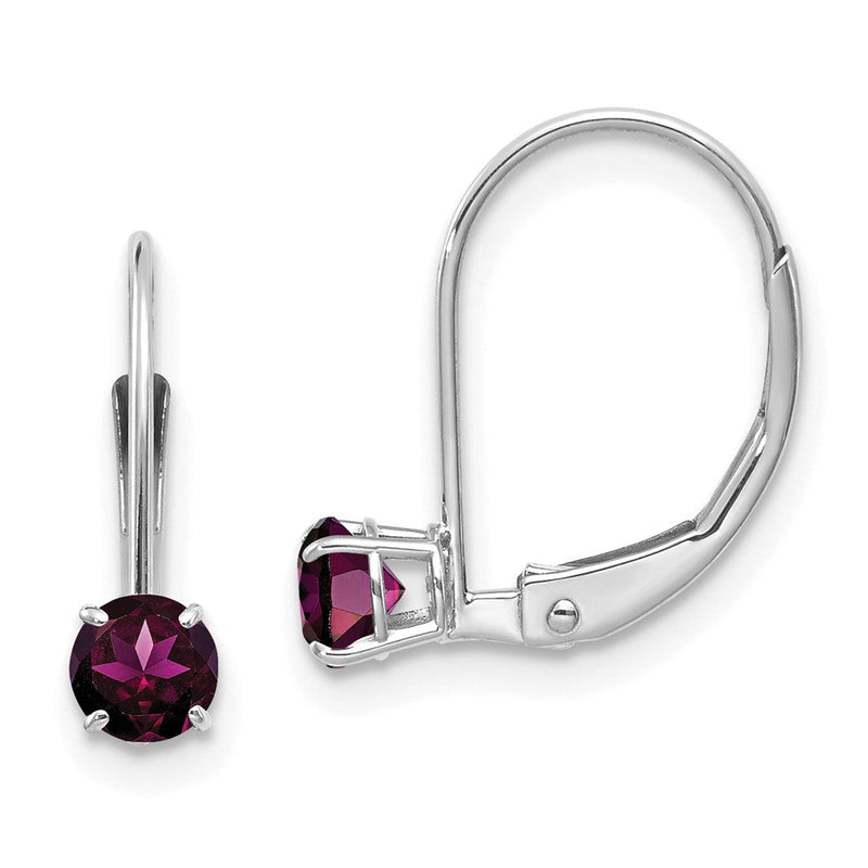 14K Weißgold Wg 4mm Rund June/rhodolite Ohrhänger mit Brisur