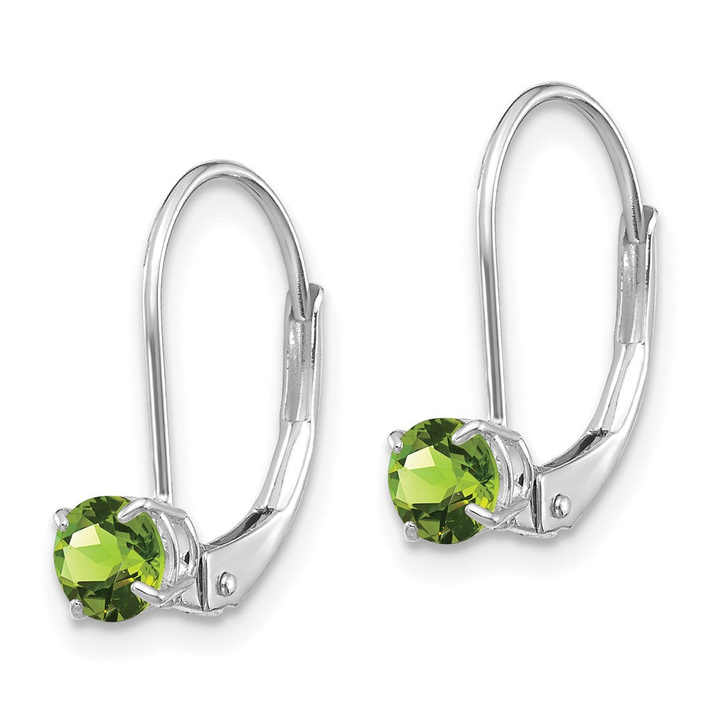 14K Weißgold 4mm Rund August/peridot Ohrhänger mit Brisur