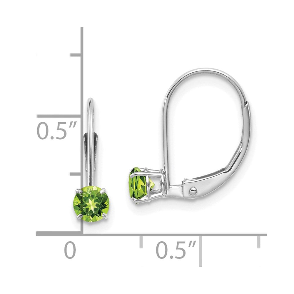 14K Weißgold 4mm Rund August/peridot Ohrhänger mit Brisur