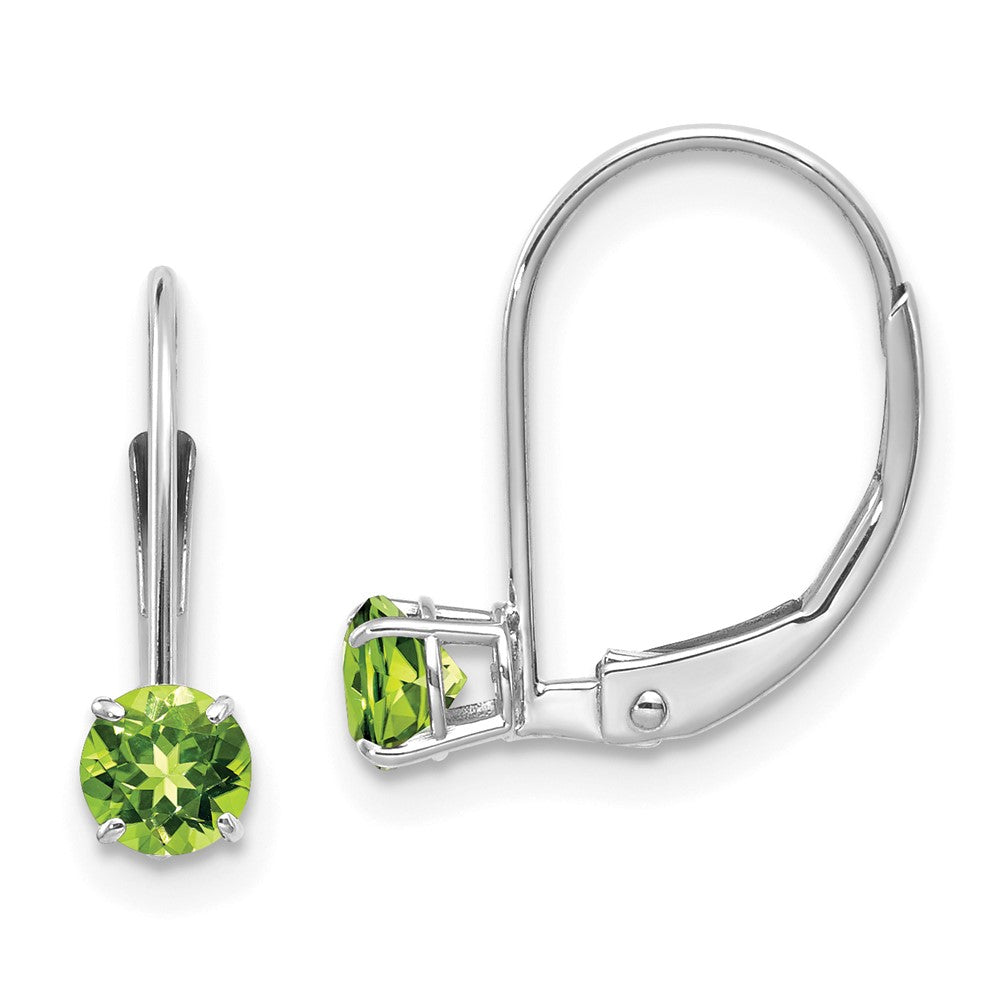 14K Weißgold 4mm Rund August/peridot Ohrhänger mit Brisur