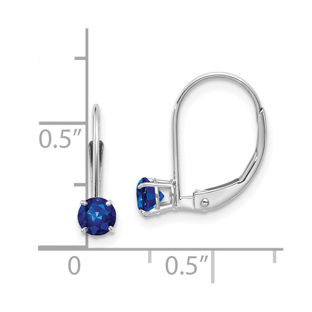 14K Weißgold 4mm Rund September/sapphire Ohrhänger mit Brisur