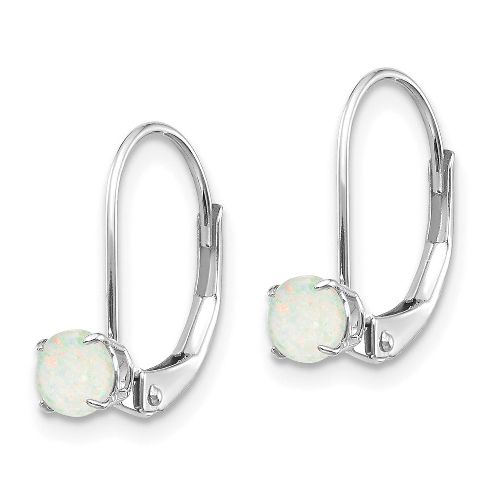14K Weißgold 4mm Rund October/opal Ohrhänger mit Brisur