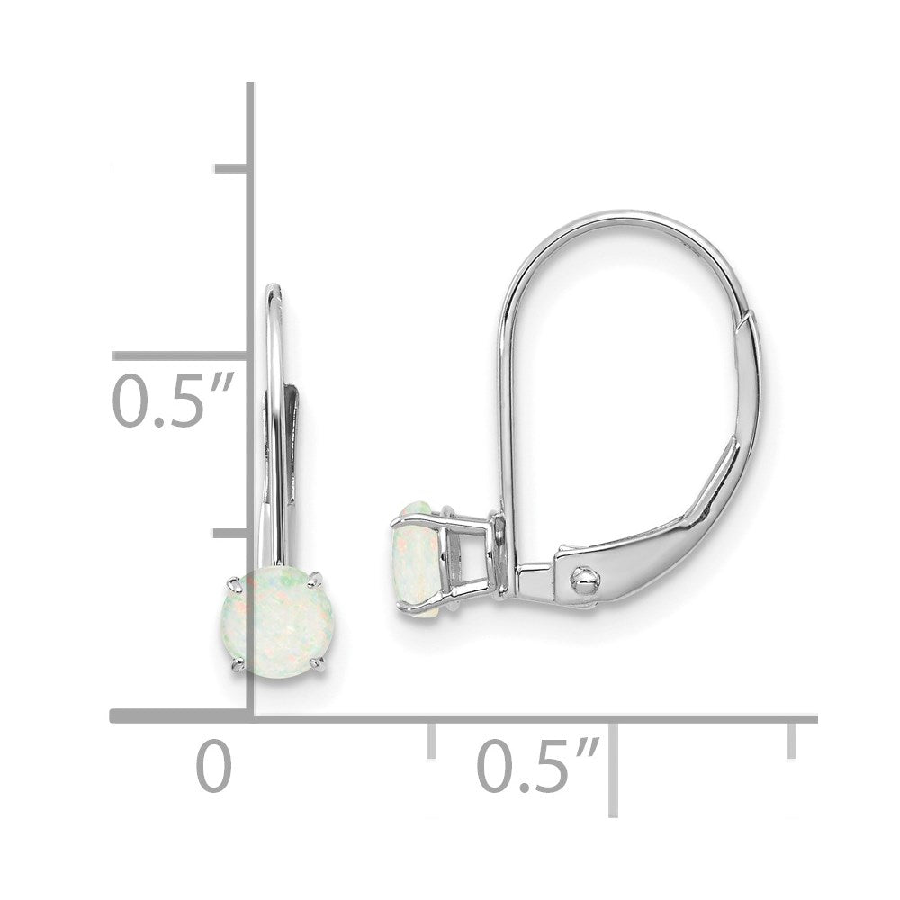 14K Weißgold 4mm Rund October/opal Ohrhänger mit Brisur