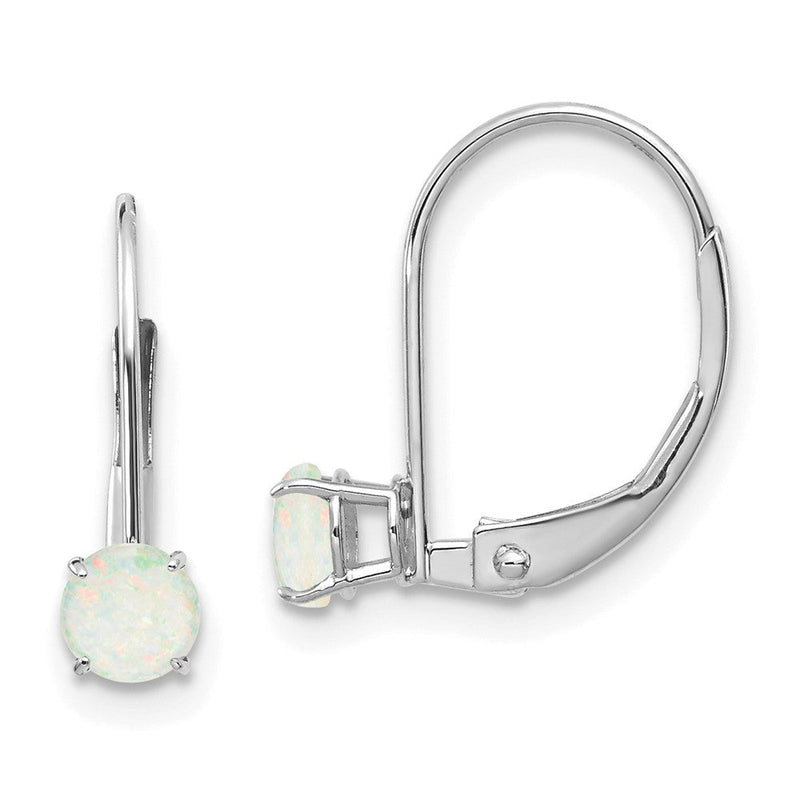 14K Weißgold 4mm Rund October/opal Ohrhänger mit Brisur