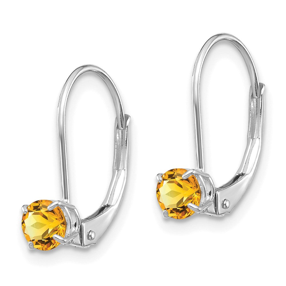 14K Weißgold 4mm Rund November/citrine Ohrhänger mit Brisur