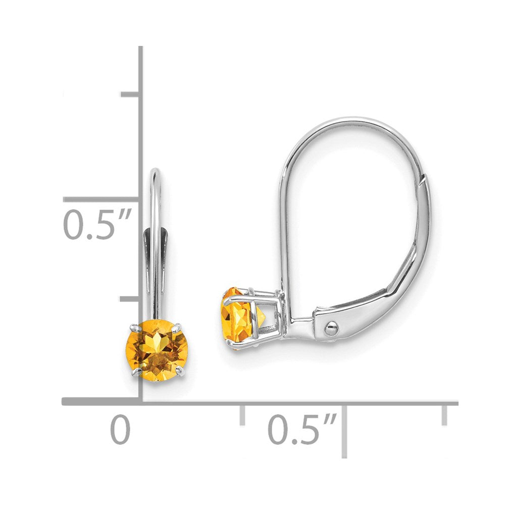 14K Weißgold 4mm Rund November/citrine Ohrhänger mit Brisur