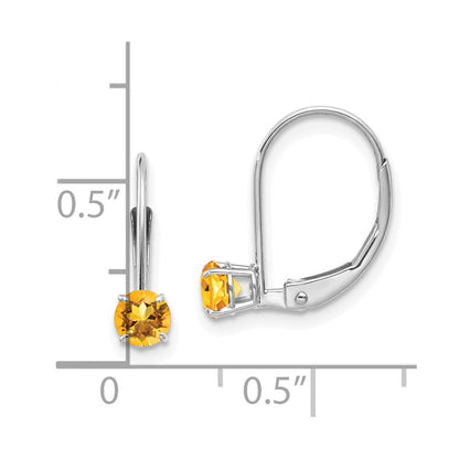 14K Weißgold 4mm Rund November/citrine Ohrhänger mit Brisur
