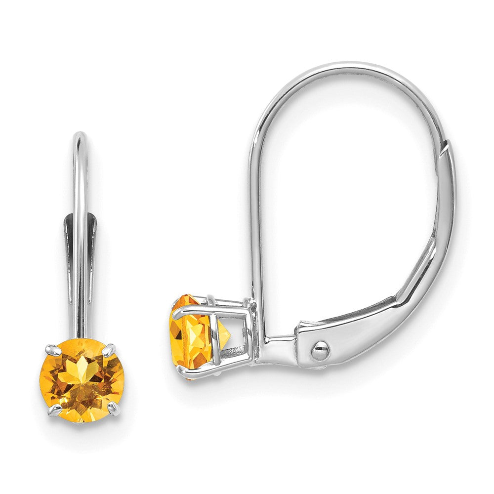 14K Weißgold 4mm Rund November/citrine Ohrhänger mit Brisur