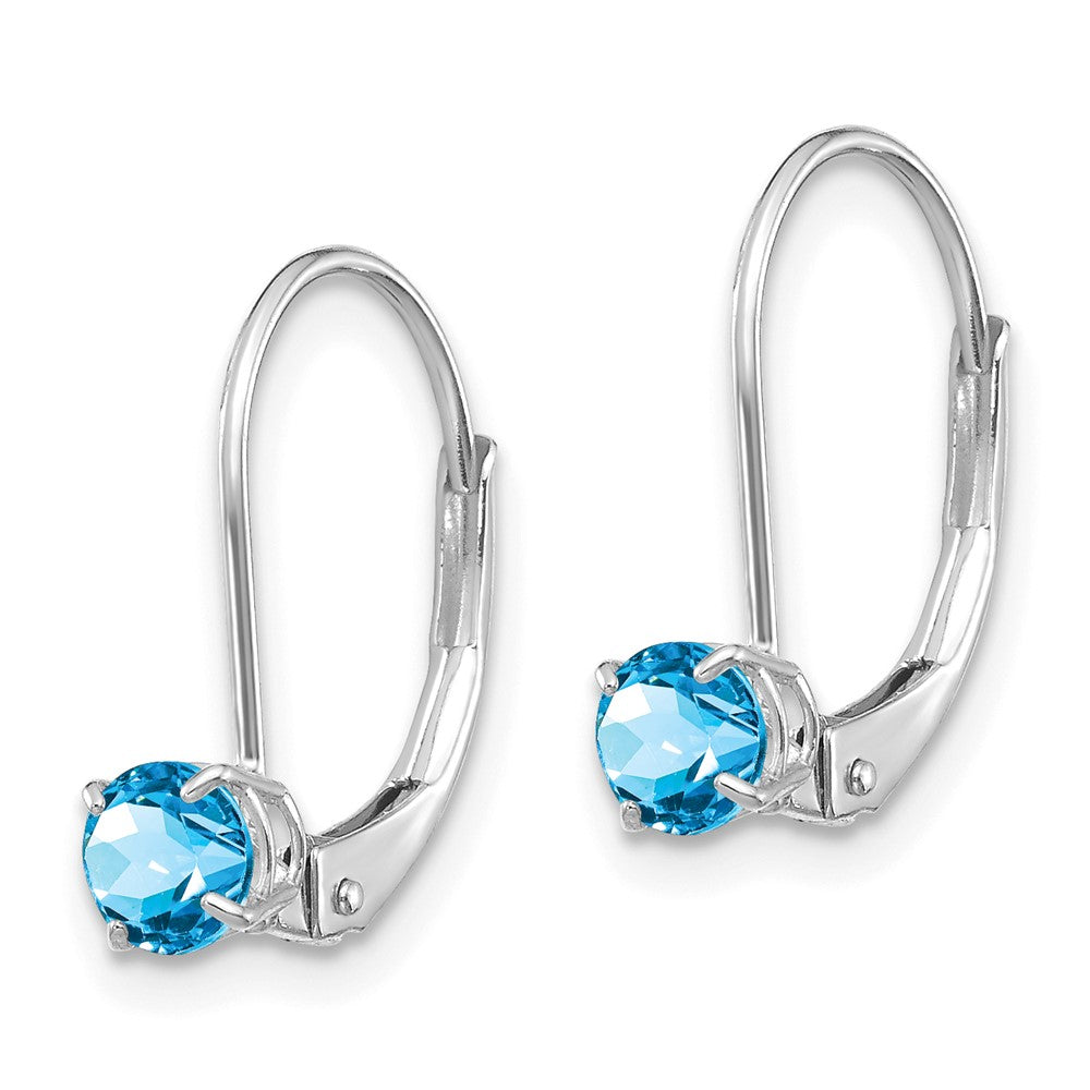 14K Weißgold 4mm Rund December/ Blautopas Ohrhänger mit Brisur