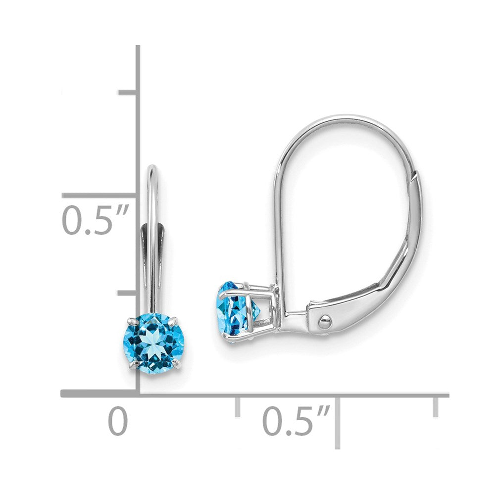 14K Weißgold 4mm Rund December/ Blautopas Ohrhänger mit Brisur