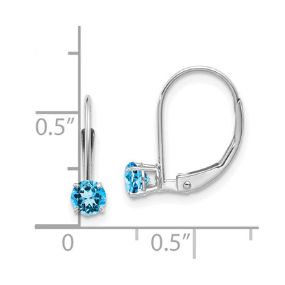 14K Weißgold 4mm Rund December/ Blautopas Ohrhänger mit Brisur