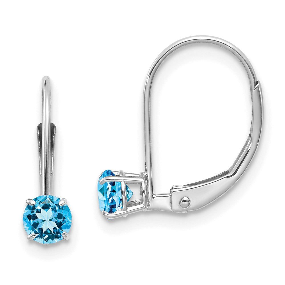 14K Weißgold 4mm Rund December/ Blautopas Ohrhänger mit Brisur