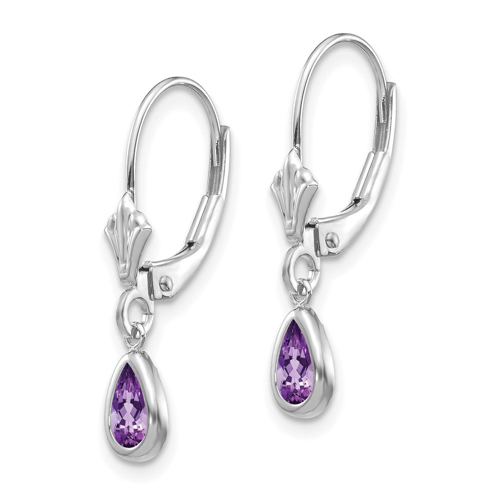 14K Weißgold Ohrringe mit Amethyst, 6 x 4 mm (Februar)