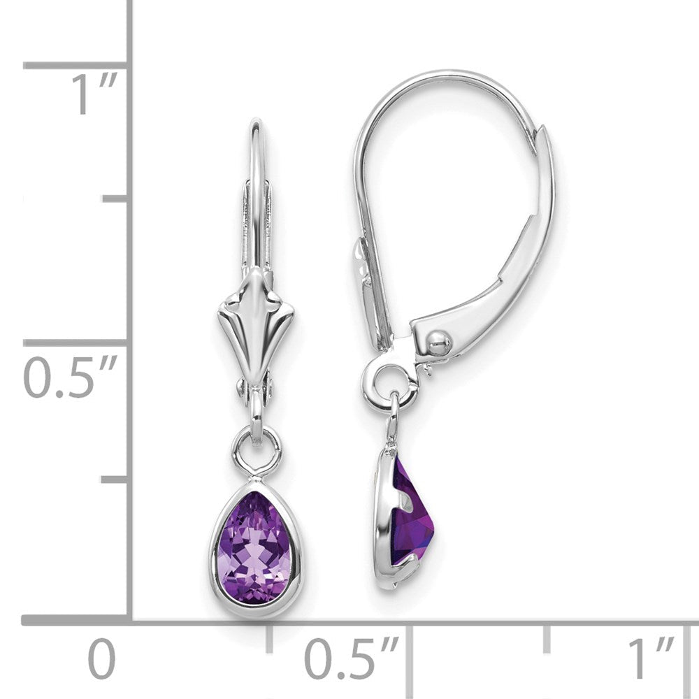 14K Weißgold Ohrringe mit Amethyst, 6 x 4 mm (Februar)