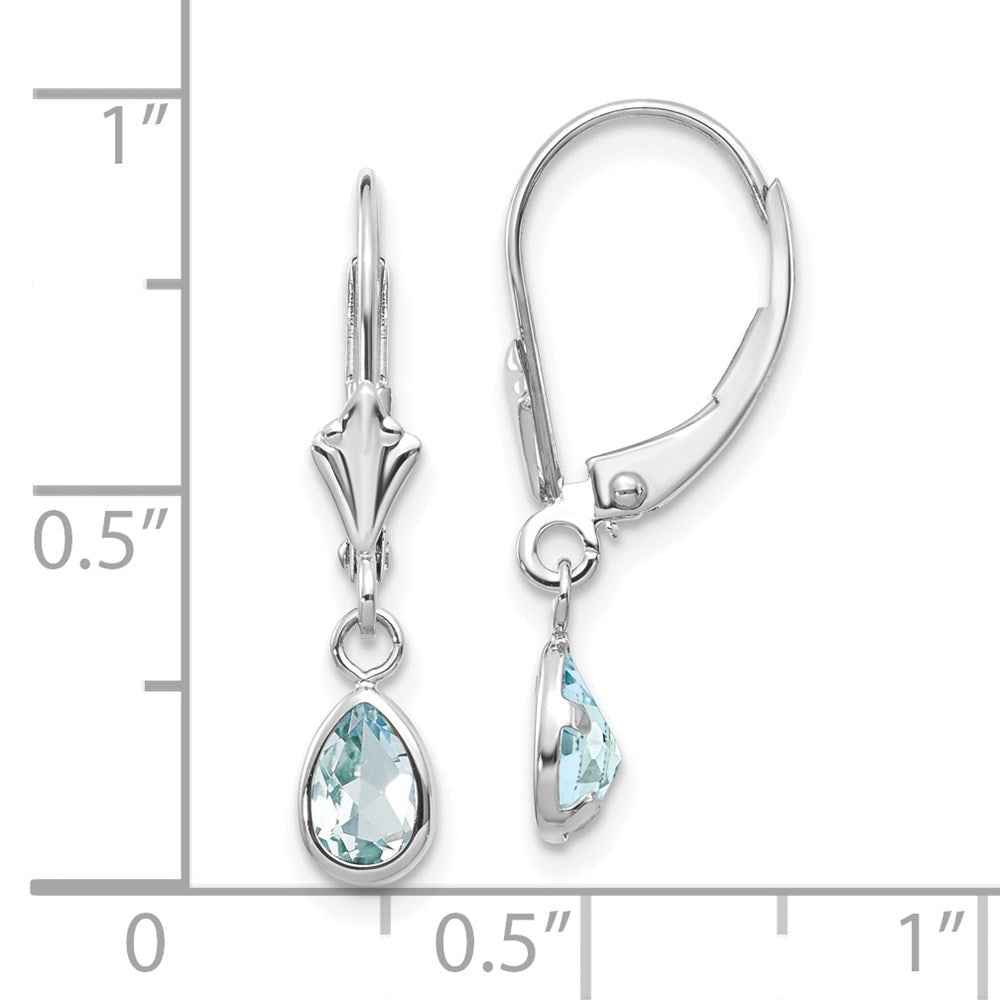 585 Weißgold Aquamarin/März Ohrringe, 6x4mm