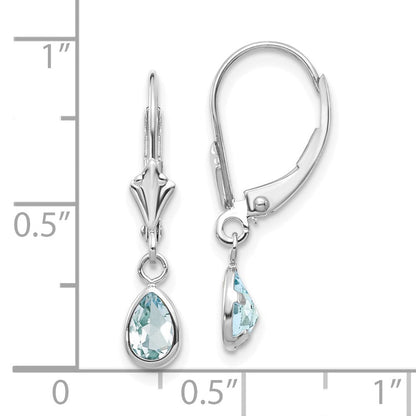 585 Weißgold Aquamarin/März Ohrringe, 6x4mm