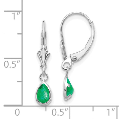 14K Weißgold 6x4mm Smaragd/may Ohrringe